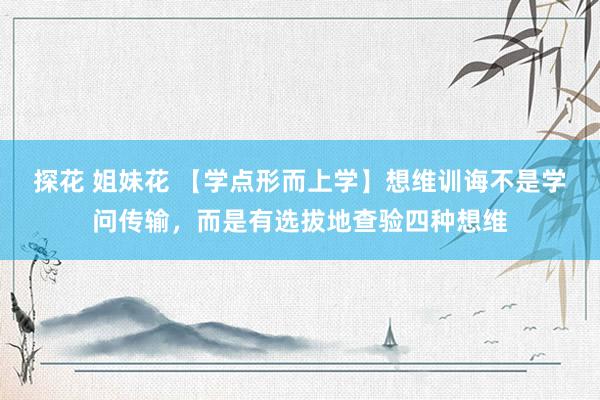 探花 姐妹花 【学点形而上学】想维训诲不是学问传输，而是有选拔地查验四种想维